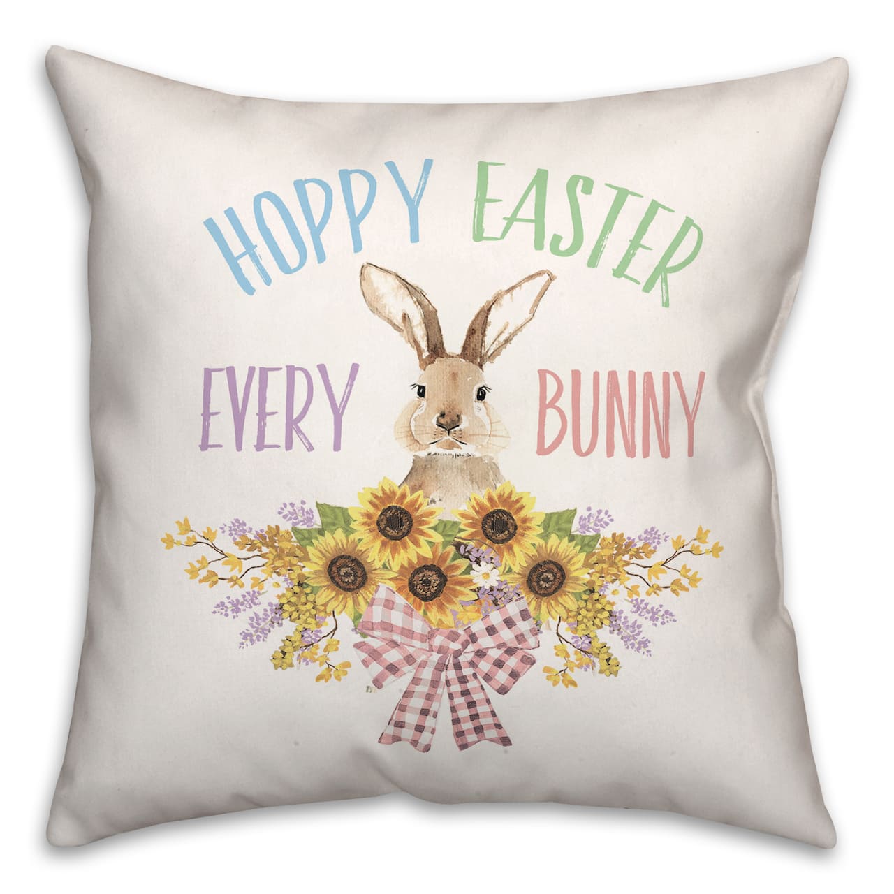 Sunflower Easter Bunny 18" x 18" Indoor / Outdoor Pillow